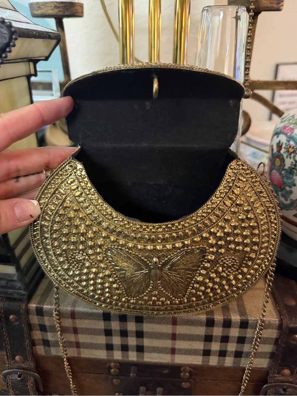 Gold Embossed Butterfly Crossbody Bag - Picture 5 of 7